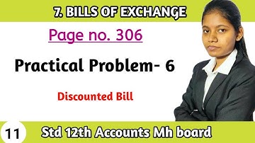 Practical Problem 6 class 12th book keeping & accountancy lesson 7 discounted bill