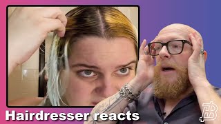 She goes from GREEN to PLATINUM - Hairdresser reacts to Hair Fail #hair #beauty
