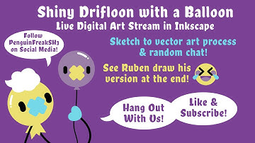 Shiny Drifloon with a Balloon - Live Digital Art Stream in Inkscape