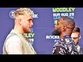 JAKE PAUL & TYRON WOODLEY STARE EACH OTHER DOWN IN INTENSE FACE TO FACE STARE IN LOS ANGELES