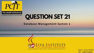 Question Set 21 | Database Management System | Java Institute