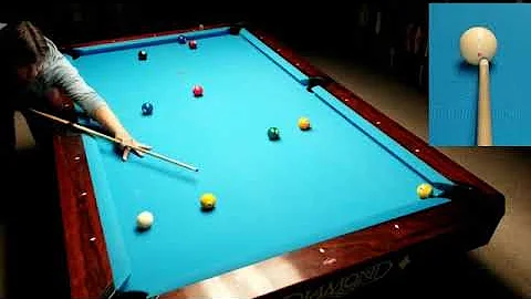 Standard 3 rail position shot, low right english pool billiards shot