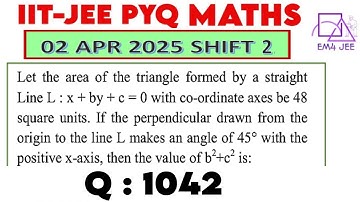 Let the area of the triangle formed by  straight Line L : x + by + c = 0 with co-ordinate axes be 48