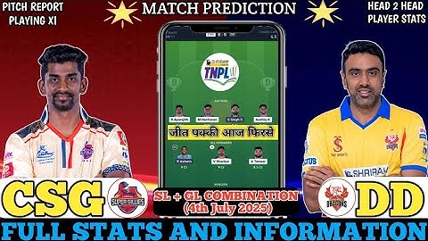 CSG vs DD Dream11 Team Prediction | CSG vs DD TNPL2025 T20 Match | CSG vs DD Dream11 Prediction