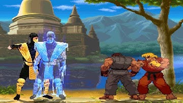 Sub-Zero and Scorpion vs Evil Ryu and Evil Ken Mugen Sprite Battle