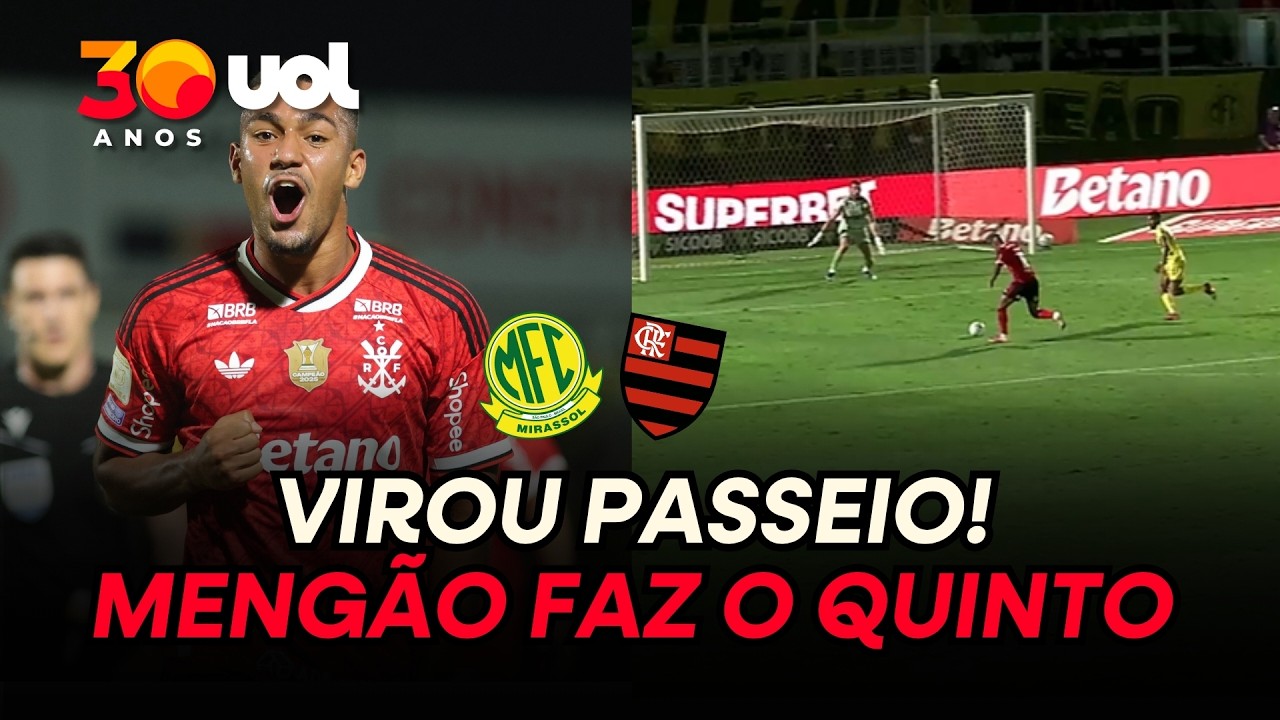 GOL DO FLAMENGO! SAMUEL LINO FAZ O QUINTO DO RUBRO-NEGRO, QUE VAI GOLEANDO O MIRASSOL FORA DE CASA!