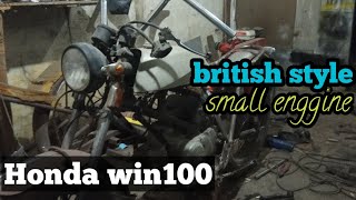 honda win 100 kustom british style |  build custom british style motorcycle small engine | episode 1