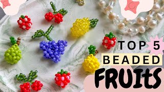 Tutorial beaded fruit. How to make: cherry, pear, strawberry, lemon and grape