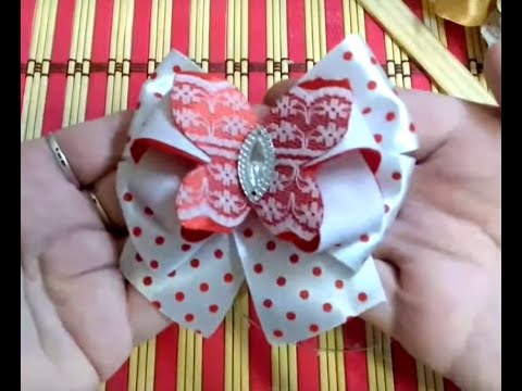 Резинка на Пучок Канзаши Мастер класс. Часть 1/ DIY Kanzashi tutorial.Part1