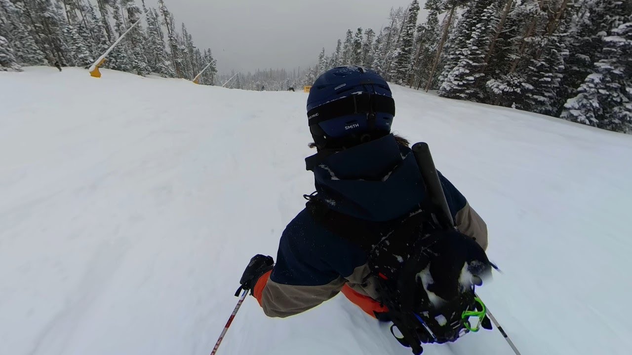 Ski Eldora's blue Hornblower to Lower Ambush run! (4k UHD, 360 Video)