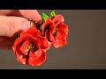 polymer clay flower earrings tutorial FIMO diy red poppy jewelry серьги маки из полимерной глины