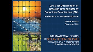 UN FAO Talk - CDI Desalination for Small Scale Agriculture