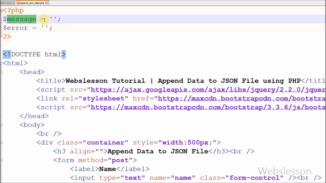 Append Data To Json File Using Php