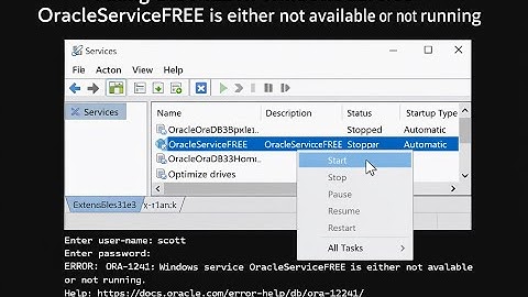 How to fix SQLPlus Error: Windows service OracleServiceFREE is either not available or not running