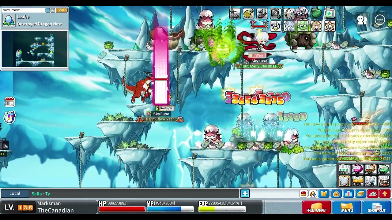 Maplestory Artale - Level 135 Marksman with Speed Infusion at Newt Party