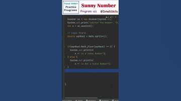 Java Program 65 | Sunny Number Program in Java #Shorts #java #coding