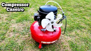 como fazer um COMPRESSOR caseiro com motor de GELADEIRA