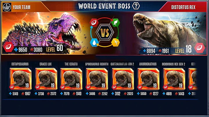 Distortus rex vs Omega 09 - BOSS TOURNAMENT | Jurassic World The Game