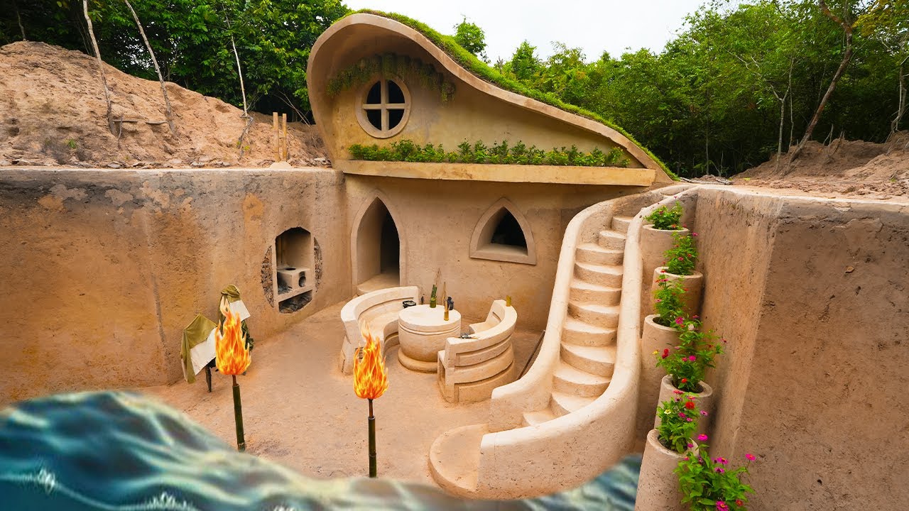 I Spent 365 Days Building Modern Underground House With Grass Roof and ...