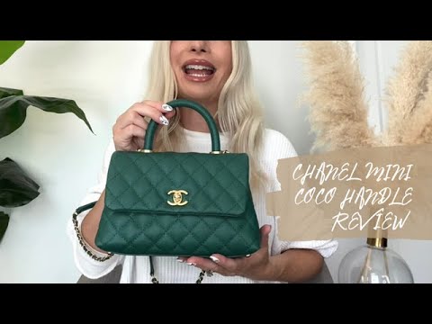 Chanel Small Coco Handle bag green caviar leather