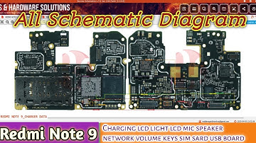 Mi Redmi Note 9 all Schematic Diagram charging lcd light lcd mic speaker network volume keys sim usb
