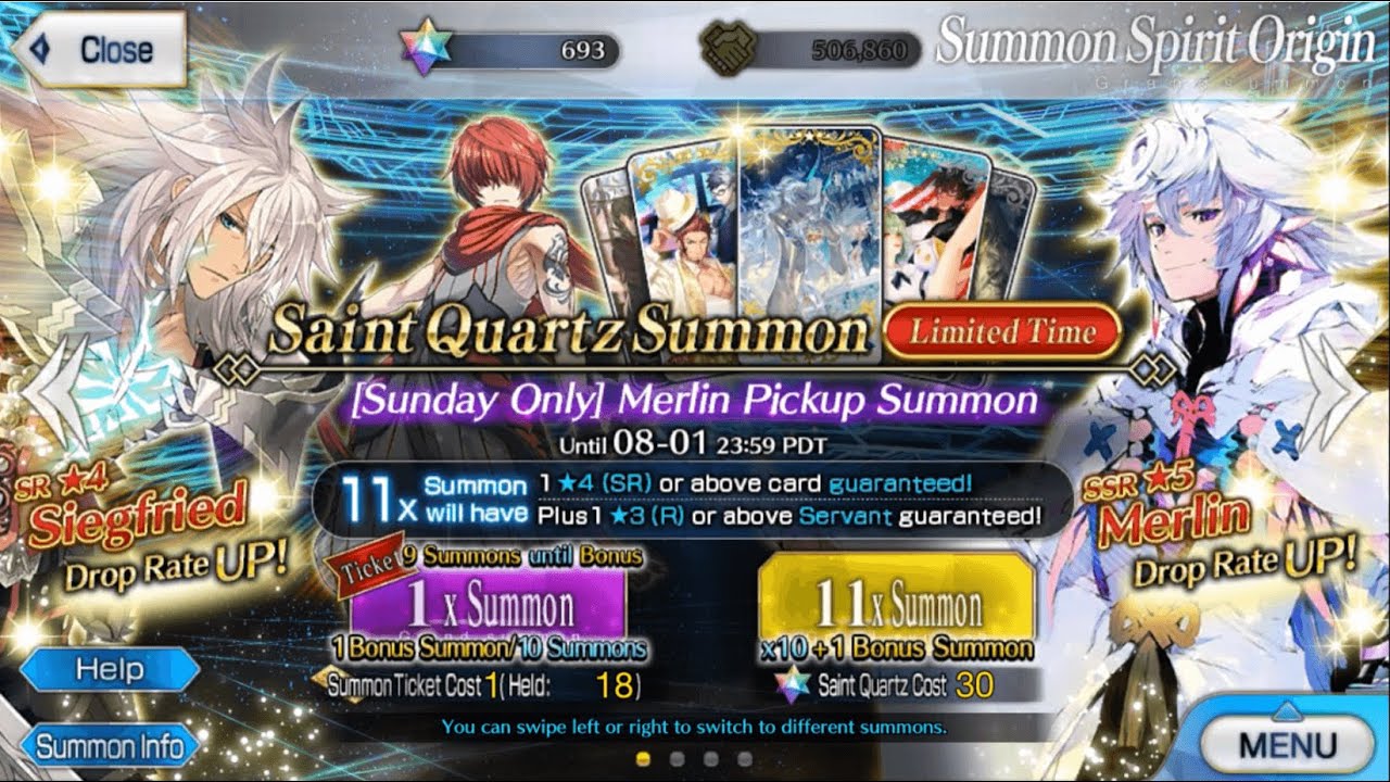 FGO NA Summer 4 Merlin Summon