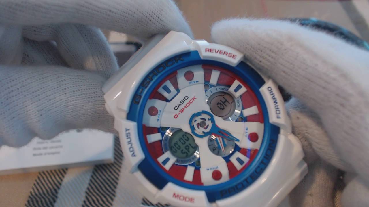 White Casio G-Shock Maritime Tri-Color Watch GA201TR-7A
