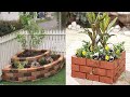 Diseños de jardines con ladrillos rojos y decoración con Block Hueco y plantas 🌷 🌱