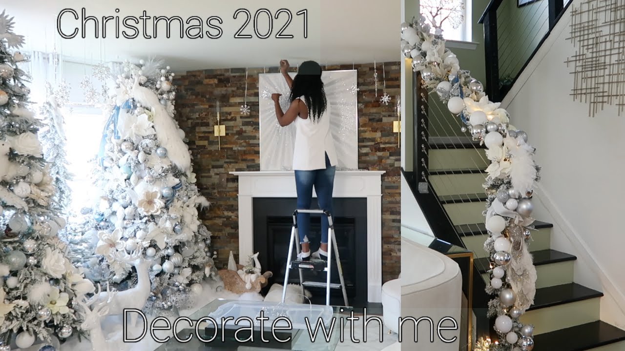 🎄CHRISTMAS TREE DECORATING IDEAS/DECORATE WITH ME/LIVING ROOM WINTER WONDERLAND/INTERIOR DESIGN