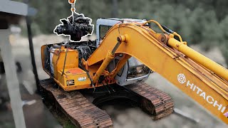 No going back now!  Pulling the engine out of my excavator