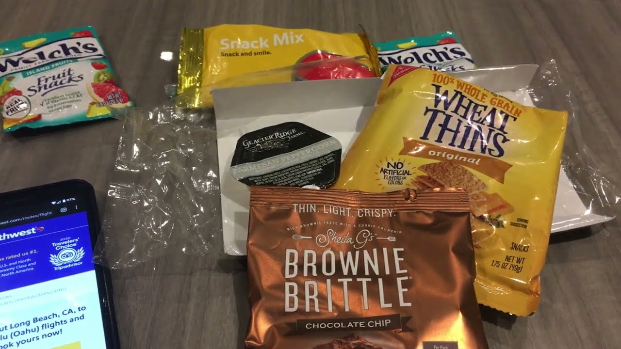 Southwest Air Long Beach, CA to Honolulu, HI. 2 snacks... Here's what
