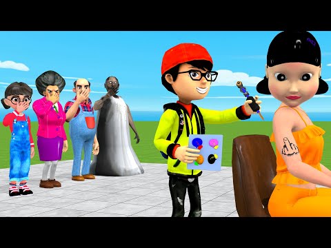 Scary Teacher 3D vs Squid Game Tattoo Style Beautify Doll Draw Nice Or Error Image 5 Times Challenge