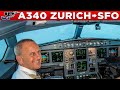Swiss airbus a340300 cockpit zurich to san francisco
