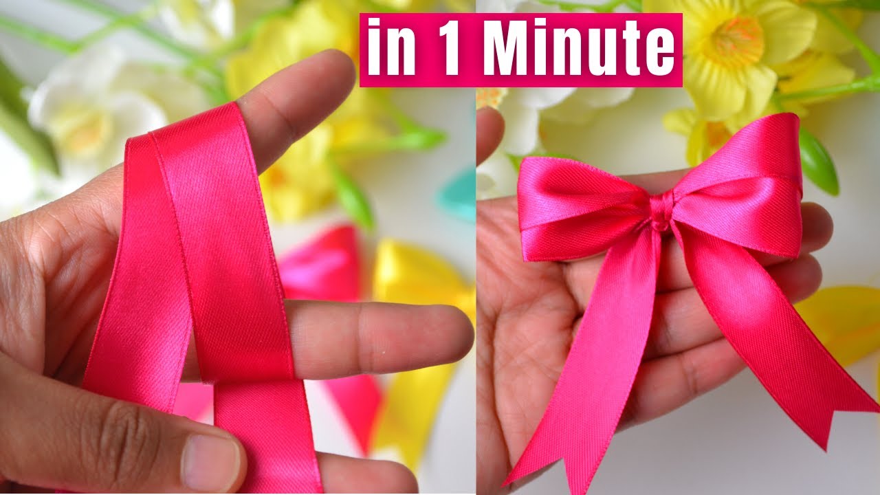 How to make simple easy bow in 1 minute, DIY ribbon bow, Ribbon Hair bow