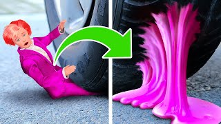 CRUSHING CRUNCHY & SOFT THINGS BY CAR! Satisfying | Toothpaste, Squishy, Slime! By 123 GO! CHALLENGE