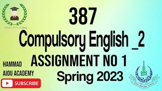 Aiou 387 solved assignment// spring 2023 // Matric solved assignment// Assignment no 1