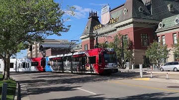 Utah TRAX: Siemens S70 Light-Rail Train on the Green Line at the Union Pacific Depot