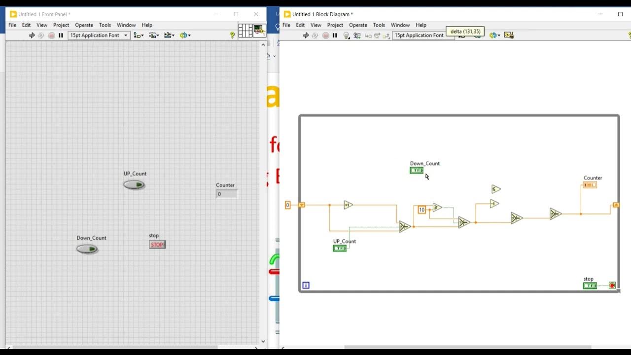 LABVIEW Code for Count 0 - to -10 and 10 - to - 0 by using Boolean ...