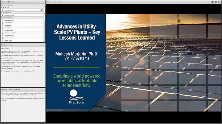 Mahesh Morjaria, "Advances in Utility-Scale PV Plants: Key Lessons Learned"