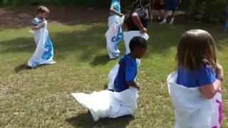 Easter egg hunt sack race