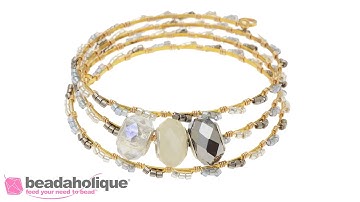 How to Create a Wire Wrapped Flat Memory Wire Bracelet with European Style Large Hole Beads