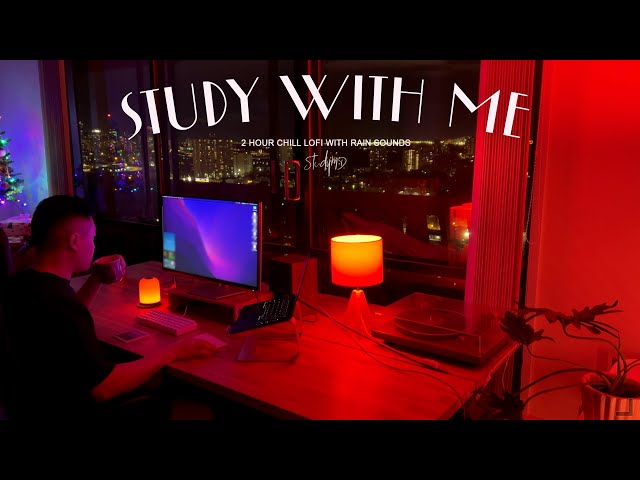 2-Hour Study With Me [Chill Lofi + Rain 🍎] Pomodoro 45/15 class=