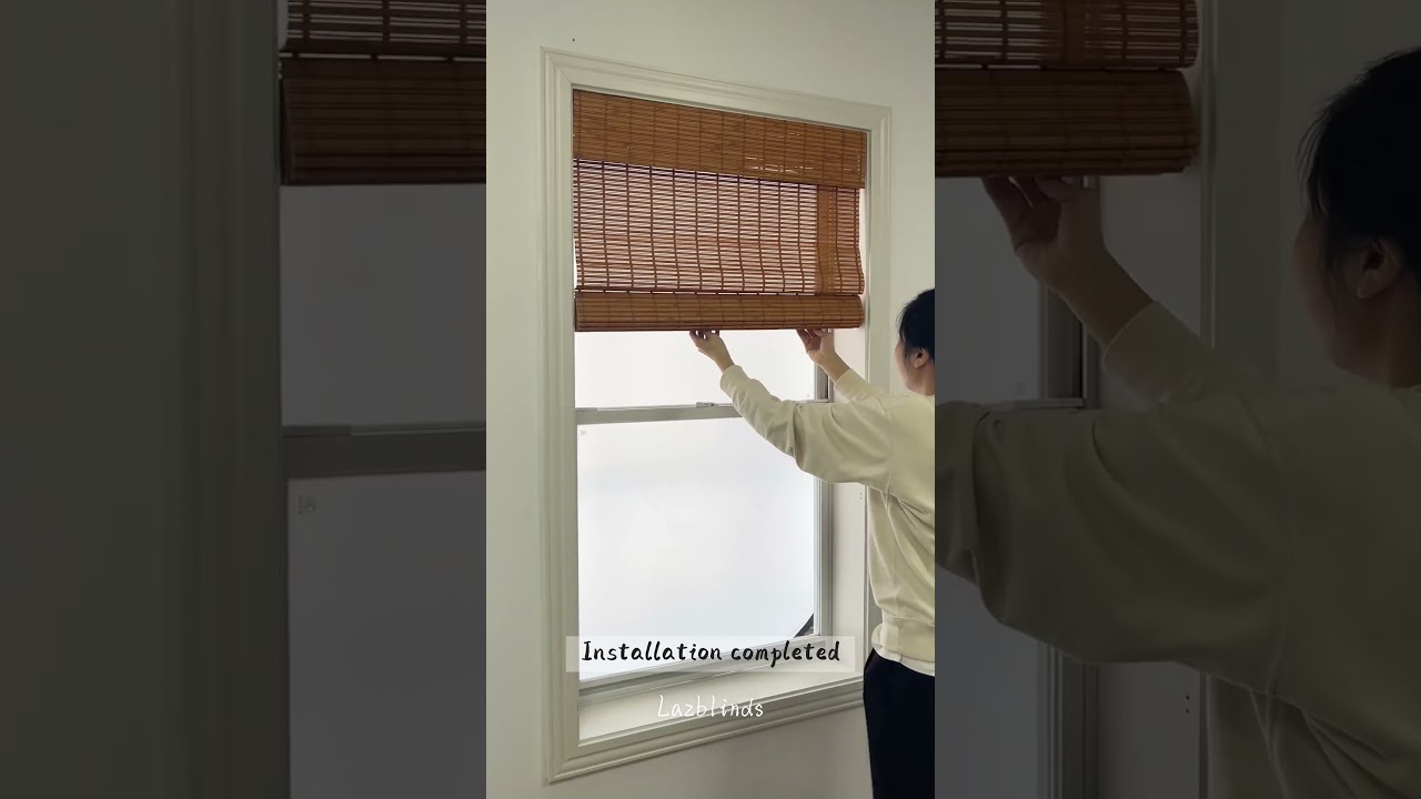 LazBlinds No Tools No Drill Cordless Bamboo Roman Shades