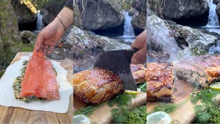 Salmon Wellington in Nature | Waterfall Sound | ASMR