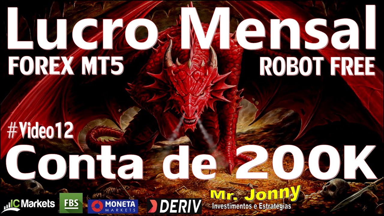 Resultado Mensal de investimento no FOREX – Robô FREE MT5 – MonetaMarkets/FBS/IcMarkets/RoboForex