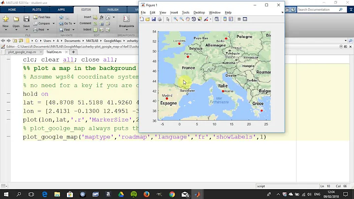 Plot a google map using the Static Google Maps API. in Matlab