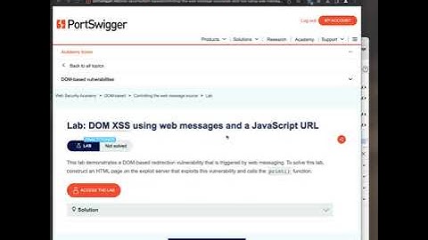 PRACTITIONER LEVEL DOM XSS using web messages and a JavaScript URL