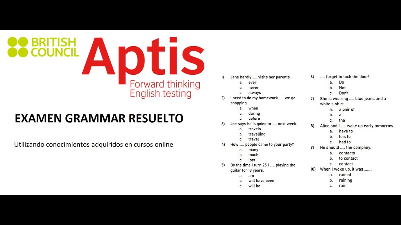 Examen APTIS - Grammar / Resolución y Trucos para aprobar