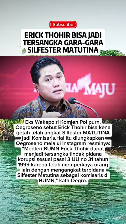 Erick Thohir is a suspect because of the Matutina sylfester? #erickthohir #pssi #jokowidiploma #r...