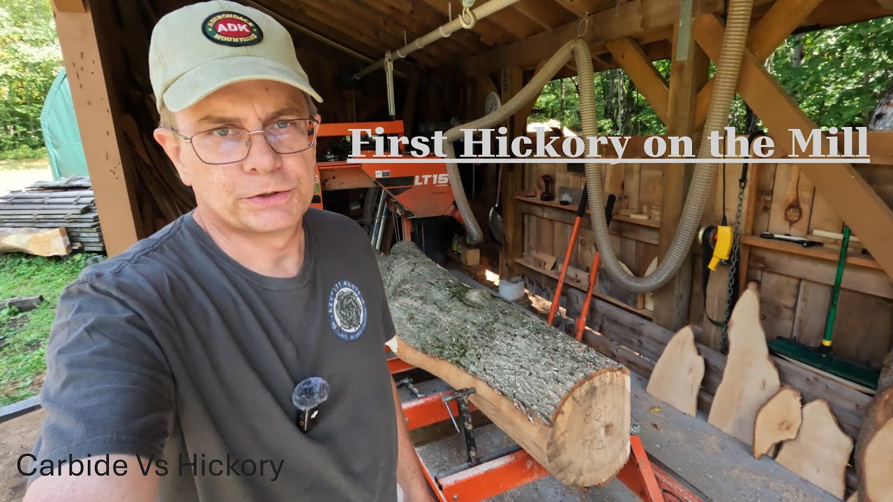 Hickory Vs Carbide  Slabbing Wide Hickory on the Wood-Mizer LT15
